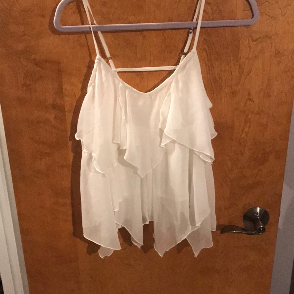 Women’s formal white ruffled tank top